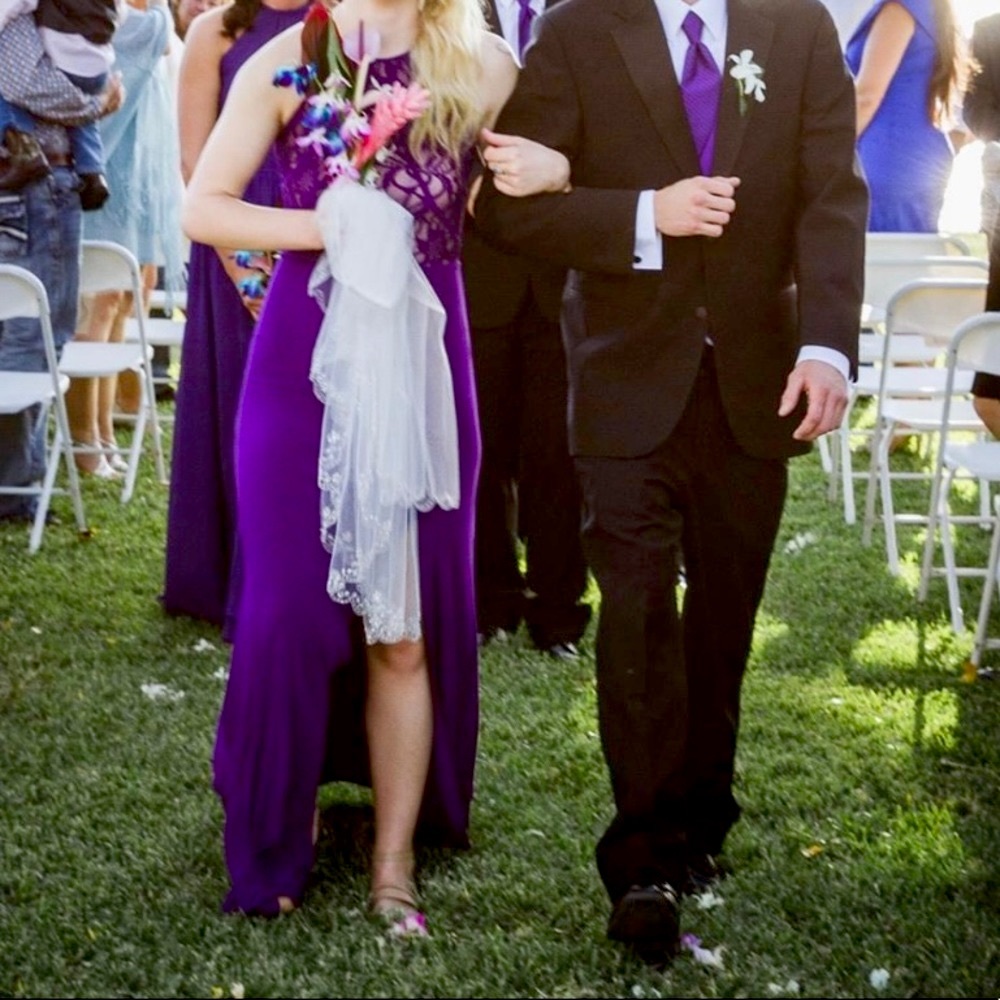 Royal Purple Floor Length Evening Gown Dress
